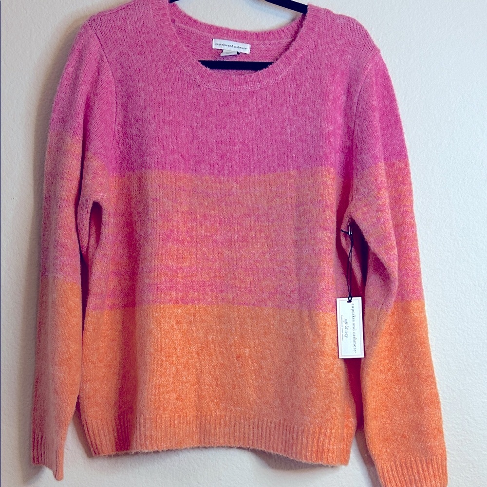 cupcakes & cashmere Pink and Orange Sweater